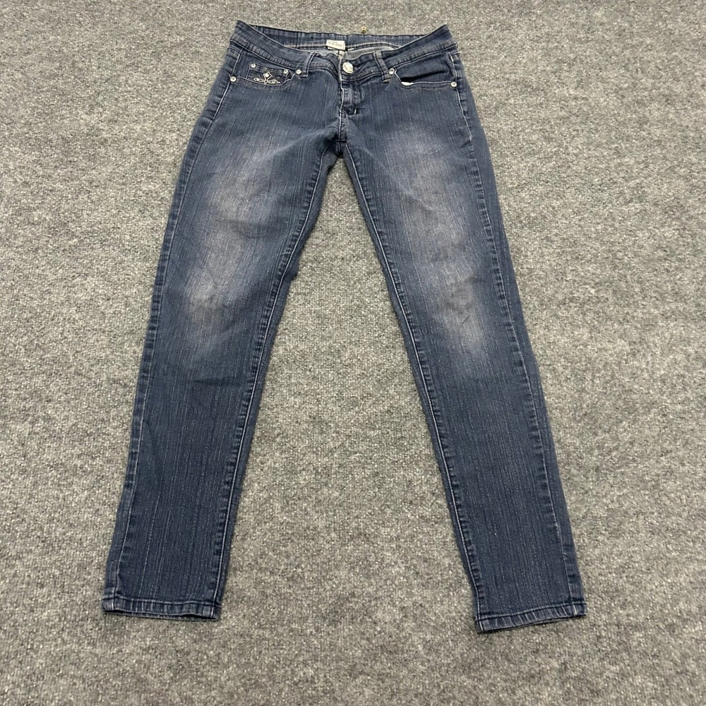 Cruz Jeans Womens Size 9 Blue Rhinestone Embellished Slim Fit Stretch Denim
